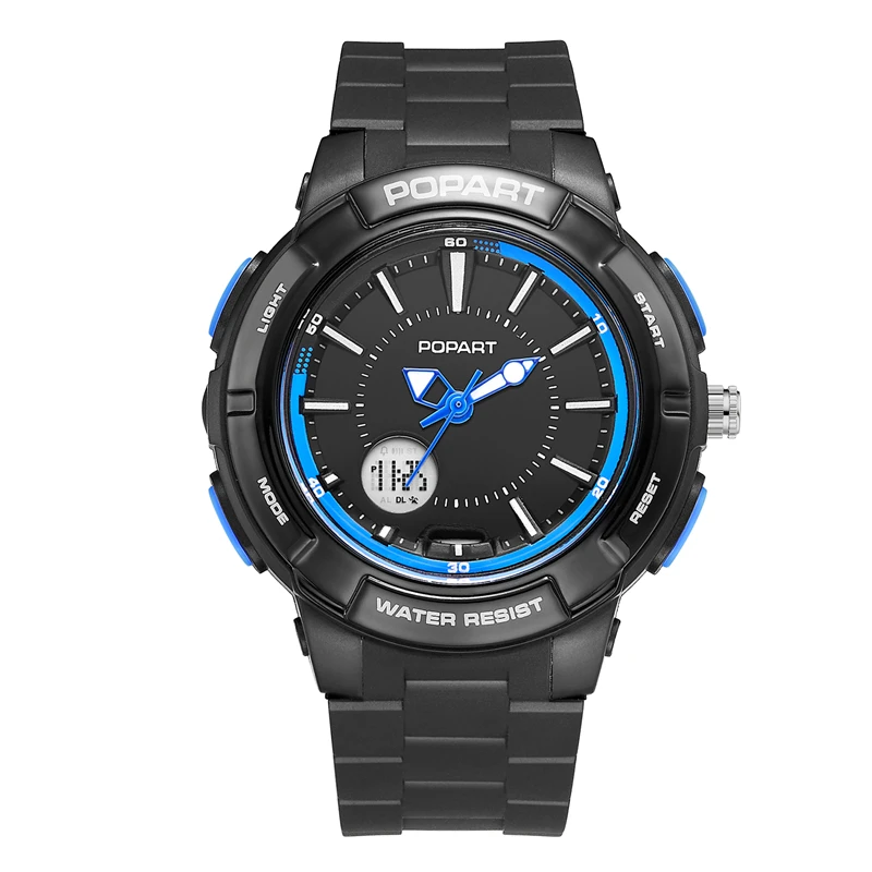 
POPART Factory bulk produce luxury couple watch display dropshipping 5BAR water resistance digital analog sports quartz watch 