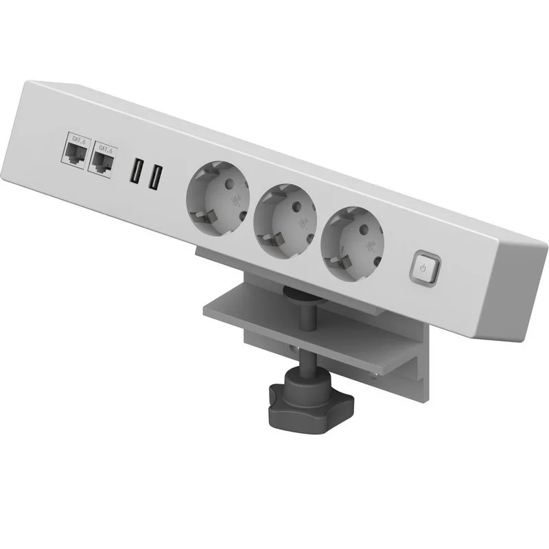 DIY Table Clamp Power Strip with USB Metal Outlet Desktop Surge Protector Standing Desk Clamp Power Station Desktop Mount Outlet