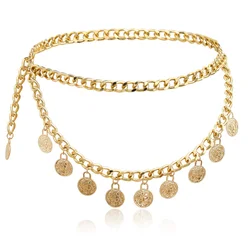 Retro Portrait Coin Pendant Tassel Body Chain Female Sexy Belly Chains for the Waist Metal Chain Belts for Women