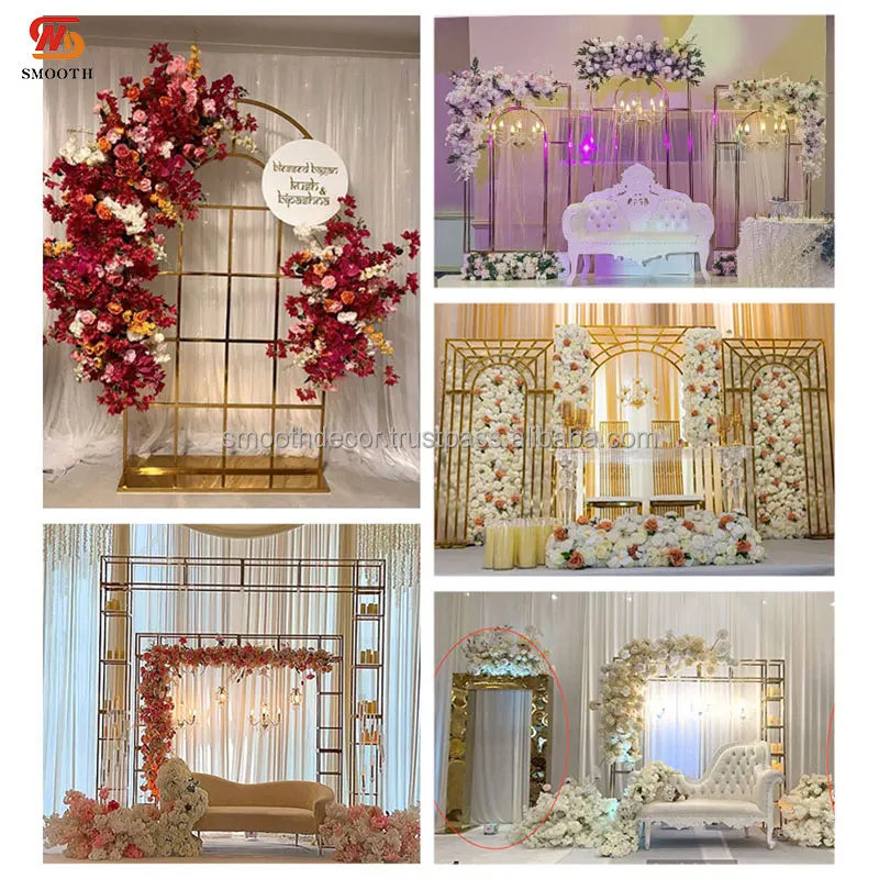 SMOOTH Newly Gold Stainless Steel Arch Door Metal Wedding Arch Wedding Stage Arch