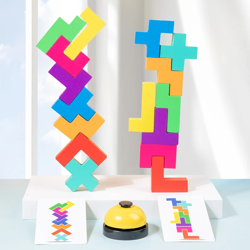Education Logical Thinking Training Wooden Puzzle Toy Two Player Battle Wooden Tetris Building Block Toys