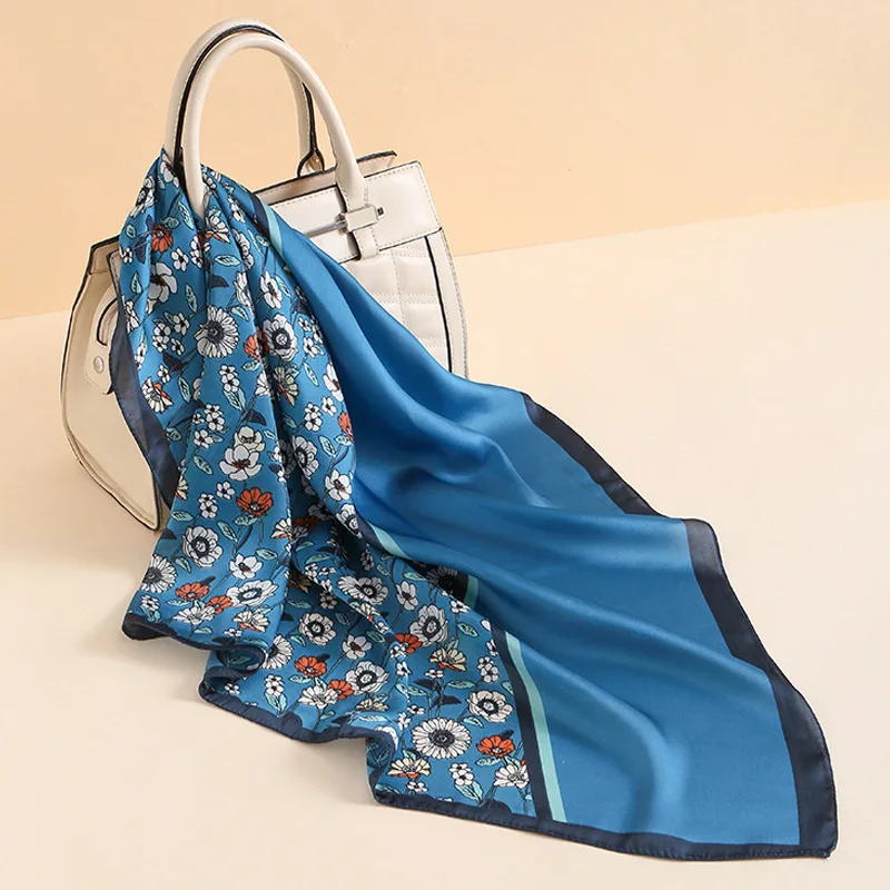 2022 маленький квадратный шелковый тонкий декоративный ободок для волос с цветочным принтом Универсальный шарф с принтом