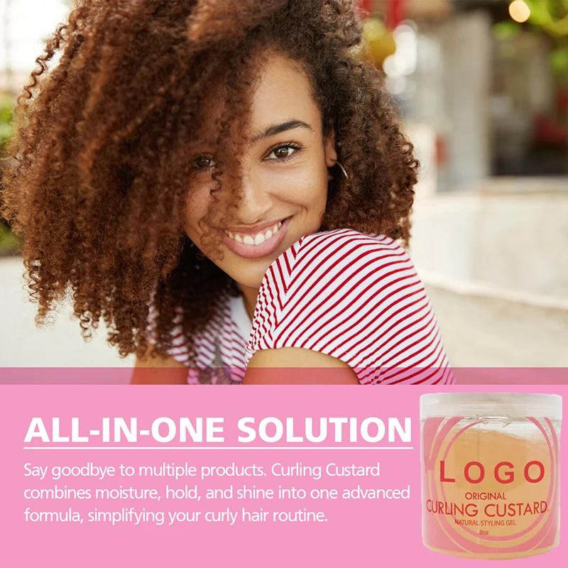 Private Label Natural Curl Defining Shine Gel Curling Custard Hair Cream Styling Gel For Women And Man