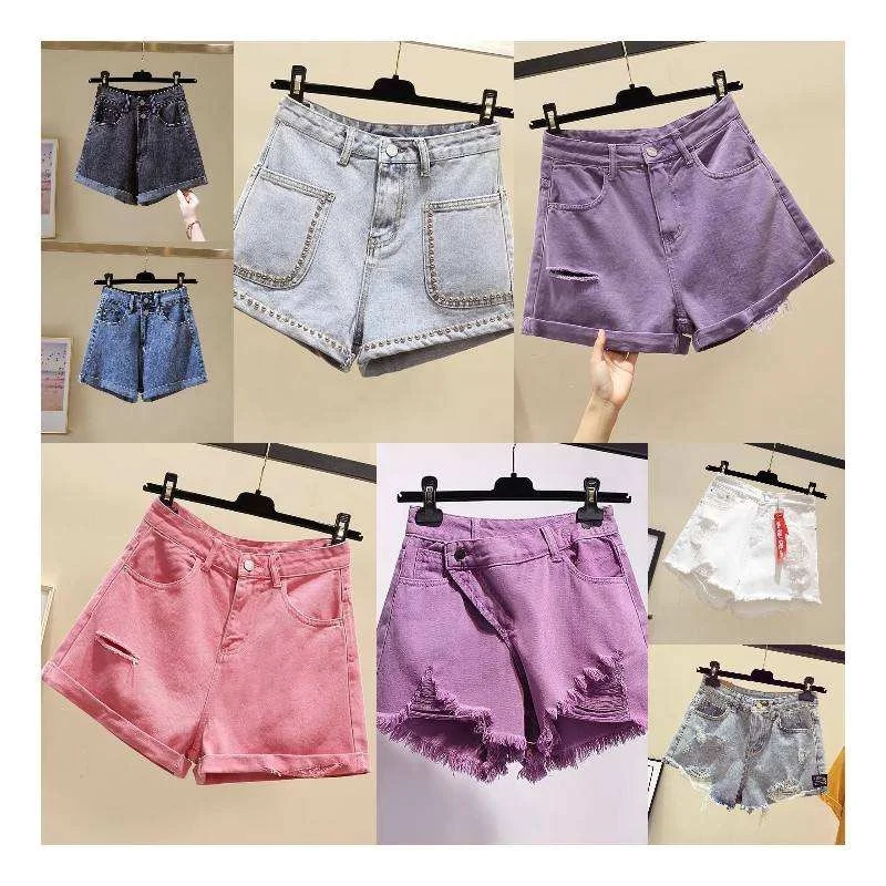 Customized special-shaped high-waisted fashionable casual wholesale denim shorts for women loose sexy elastic jeans skirt for