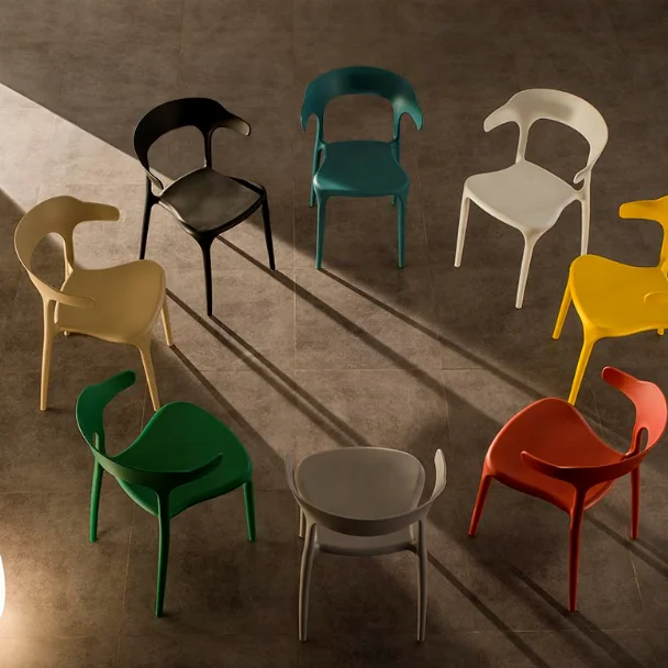 Fixed backrest low arm restaurant Dinning Living Room Dinning PP Plastic Chair