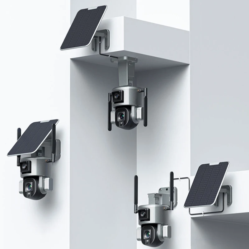 4G 4K Solar Panel PTZ Dome Camera Outdoor WiFi Camera CCTV Dual Lens Wireless Outdoor Security Camera Color Night Vision /