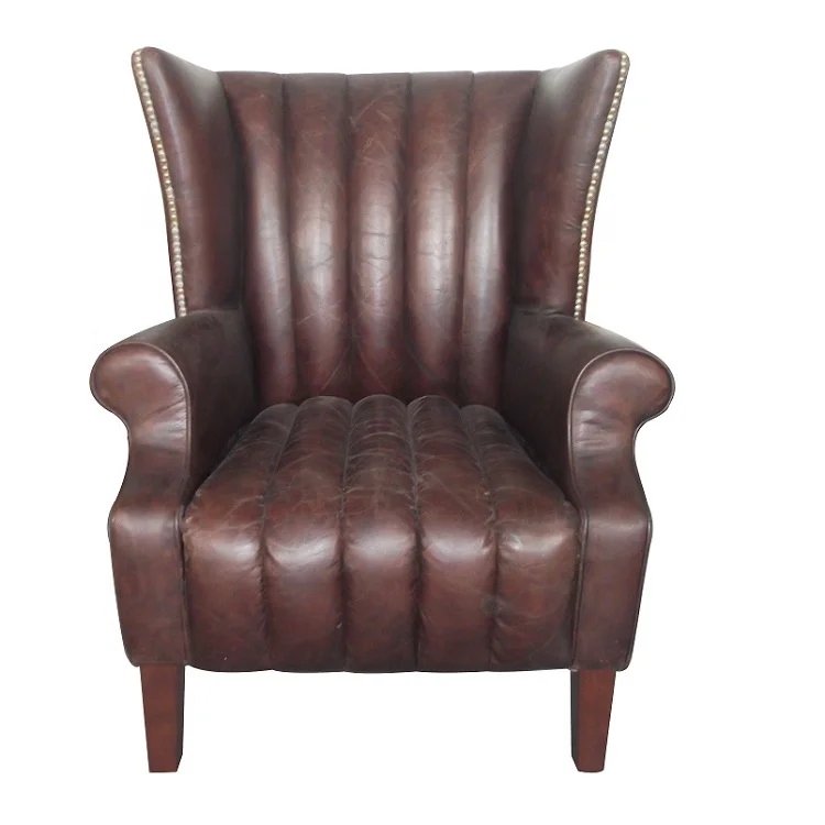 Brown leather lounge chair