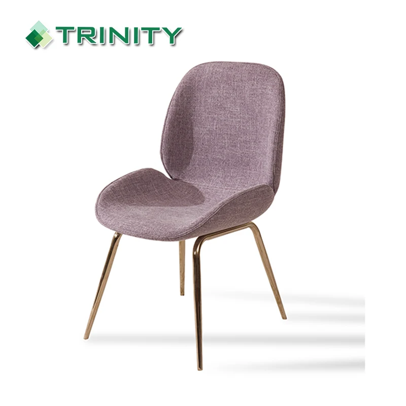 Modern fabric upholstered hotel restaurant dining chairs with stainless steel legs
