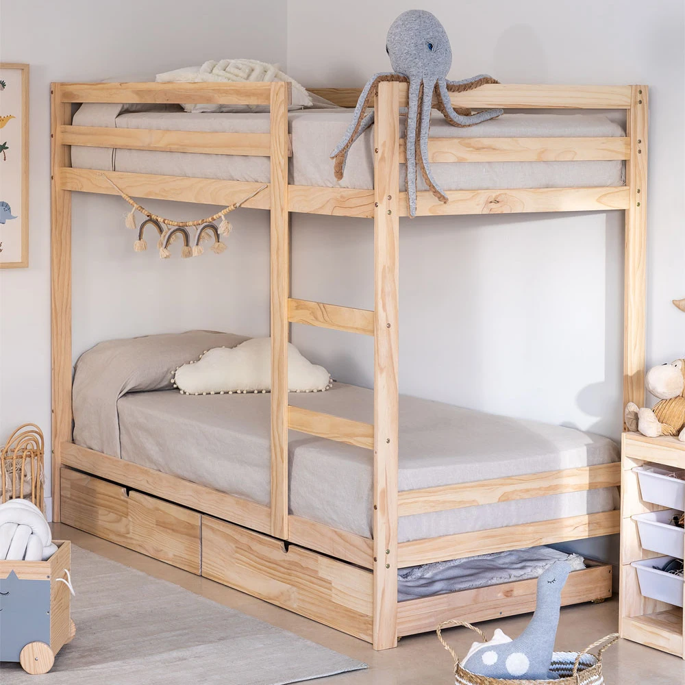 children kid 2 floor bed frame wooden bunk girls and boys toddler bed with storage drawers