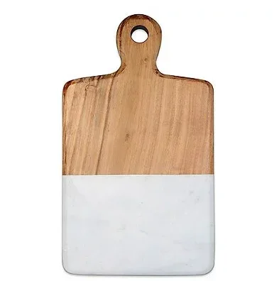 Экологически чистая, оптовая продажа, разделочная доска для сыра из дерева акации и мрамора с ручкой для ресторана
