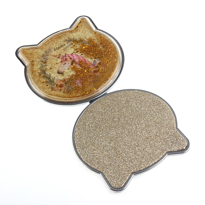 Компактное косметическое зеркало с жидким зыбучим песком