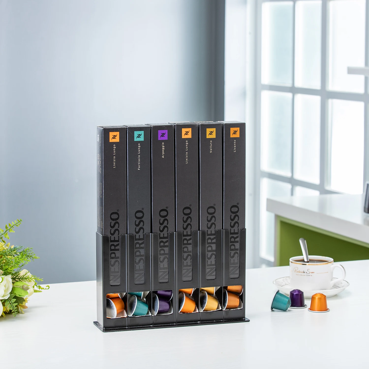 Hot selling 6boxes 60pcs Black color  Nespresso coffee pod storage holder coffee capsule standing holder