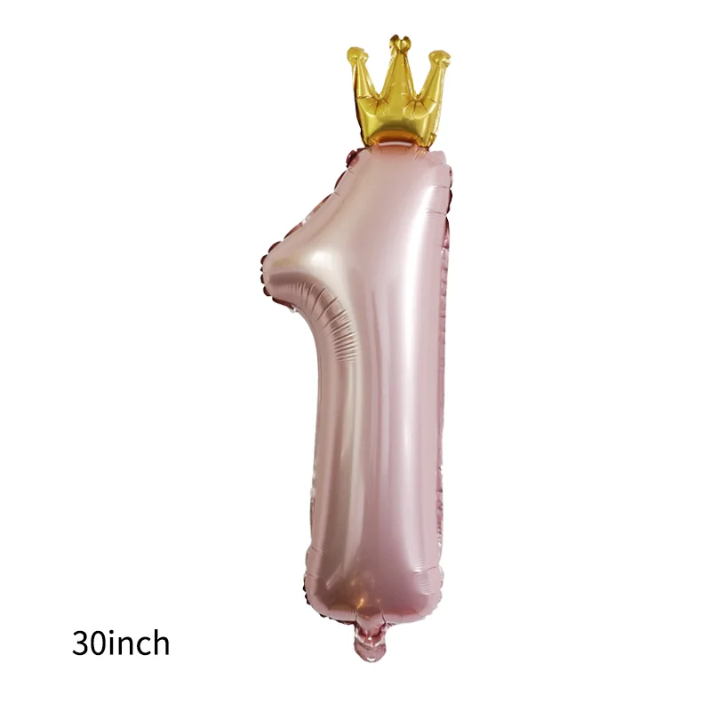 36 inch candy powder blue number crown foil balloon one year old children happy birthday party scene decoration balloon supplies