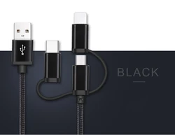 Factory Price 3ft Nylon Braid Multi Universal Charging Cord 3 in 1 Data Charging USB Cable