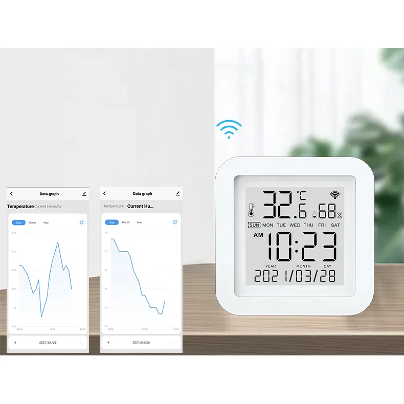 Tuya WIFI Temperature & Humidity Sensor for Smart Home var SmartLife Remote Control With Display Support Alexa Google Assistant
