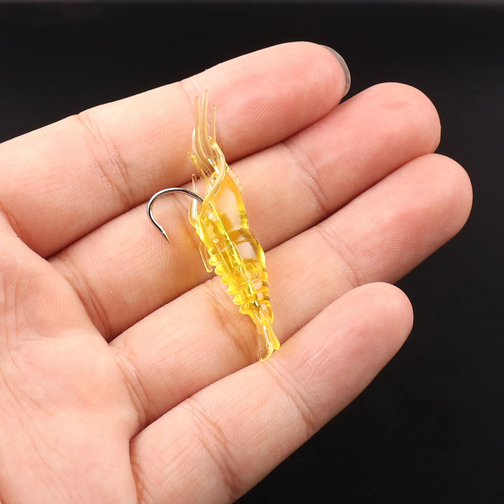 Luminous Shrimp for night fishing Lure 4cm Soft Prawn Shrimp Fishing Lure Bionic Artificial Bait With Lead Sea Fishing