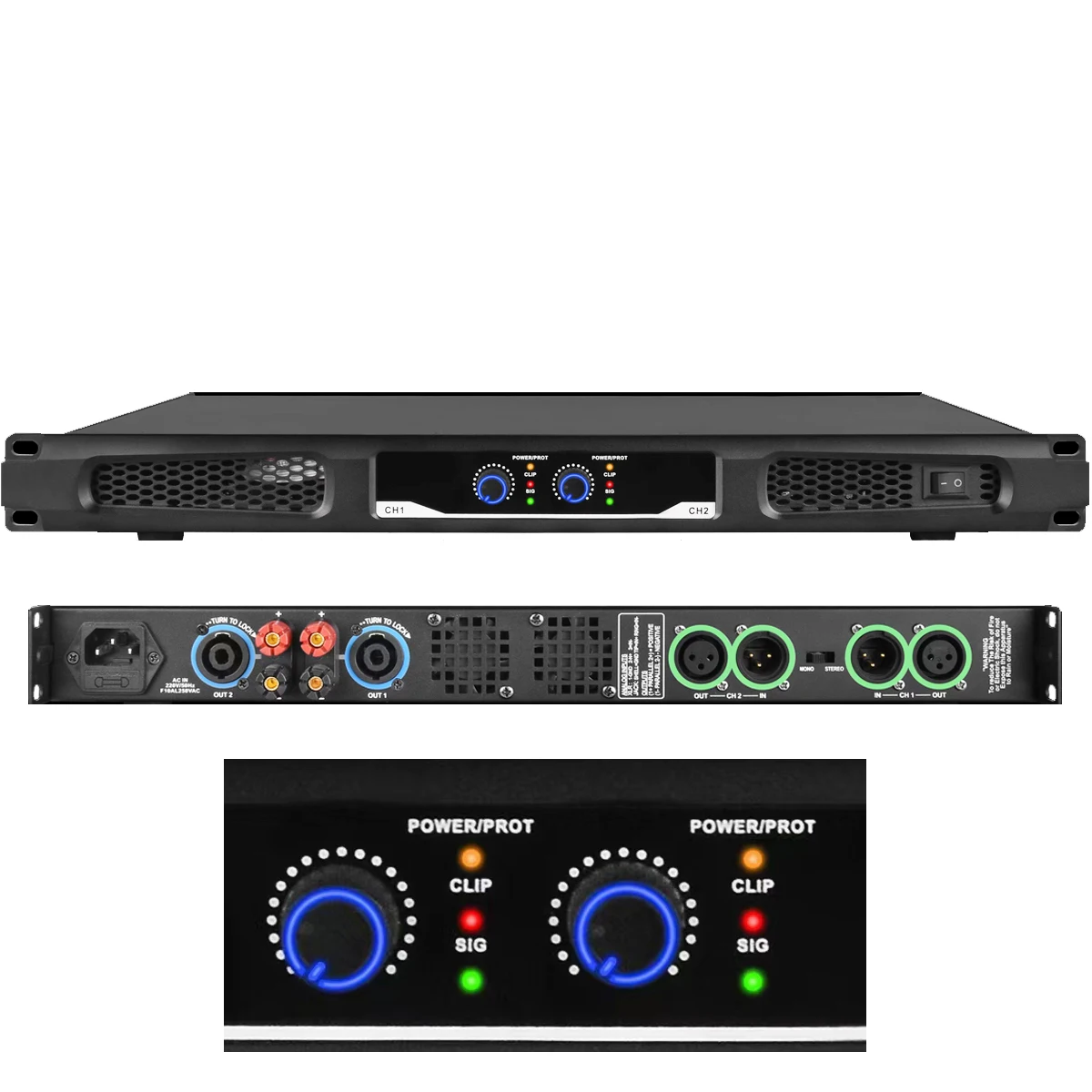 Professional Two Channel 2600W Digital Power Amplifier 2600 Watts PEAK Output 2x1300W AMP
