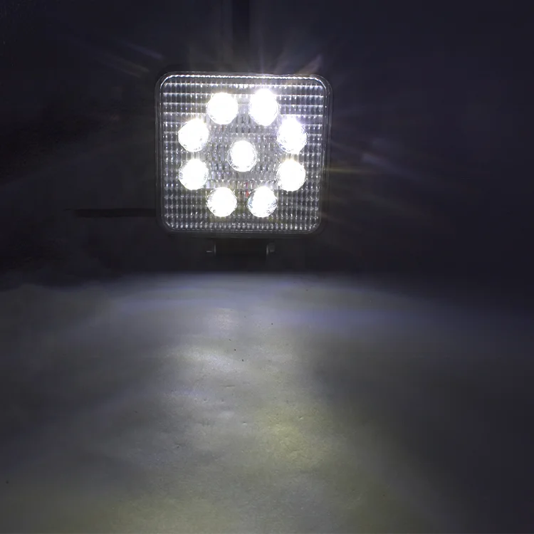 Factory direct style 9-36V Square aluminum 4inch 27w led work light for truck tractors offroad atv OEM laser logo