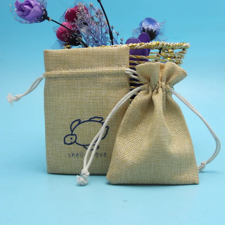 Фабричная продукция, бежевые ювелирные изделия, льняной мешочек с индивидуальным аминальным рисунком, Подарочные ювелирные сумки