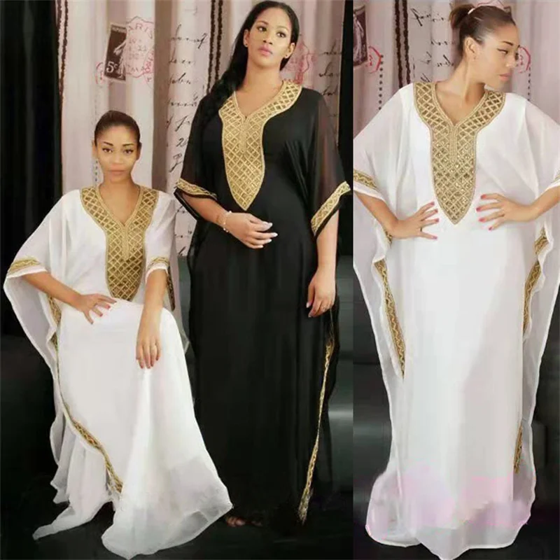 Bulk Stock Caftan Islam Clothing Boubou Kaftan Robe Djellaba Dubai Abaya Muslim Chiffon Maxi Dress African Dresses For Women