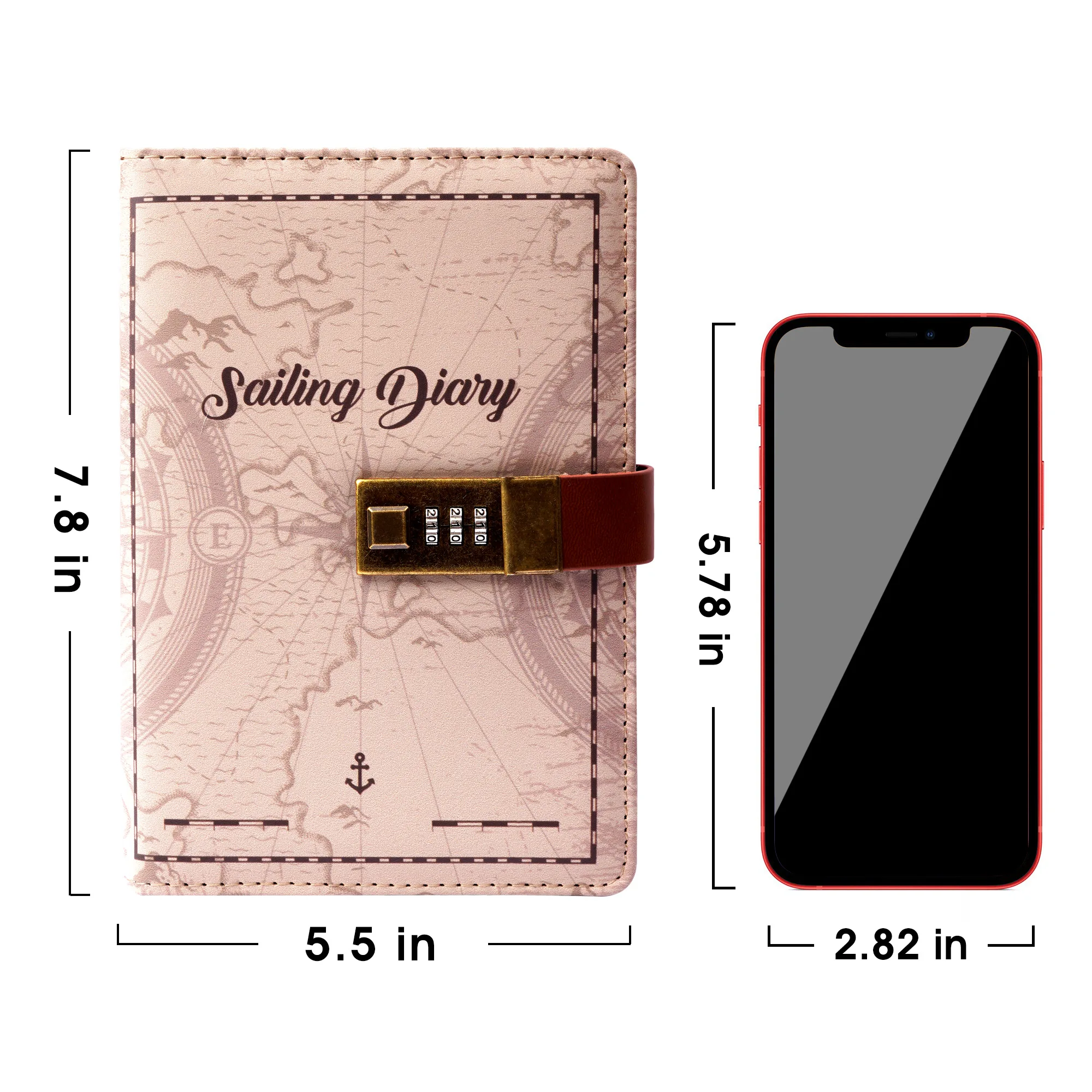CAGIE A5 Diary with Lock  with Creative Lock Design Pen Loop  Refillable Inner Pages and Ribbon Bookmarks
