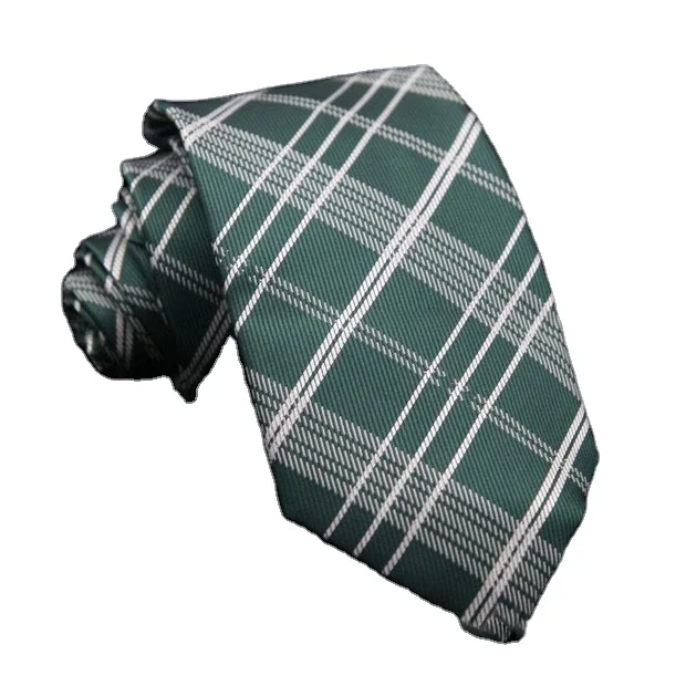 Dark Green and Pink Tartan Plaid Designer Neck Tie for Men Formal Logo Skinny Silk Tie with Stripes Checks Mens Polyester Ties
