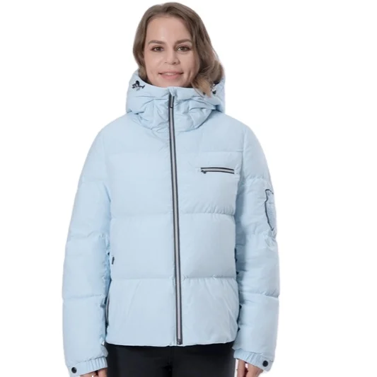 100% Polyester Wholesale Female Winter Woman Hooded Zipper Down Jacket