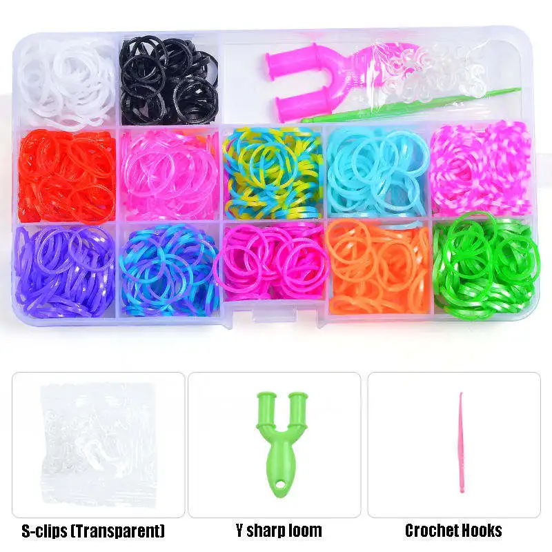 600pcs Multi Color Loom Band Kit Diy Art And Craft Handmade Elastic Rubber Band Bracles Making Kit