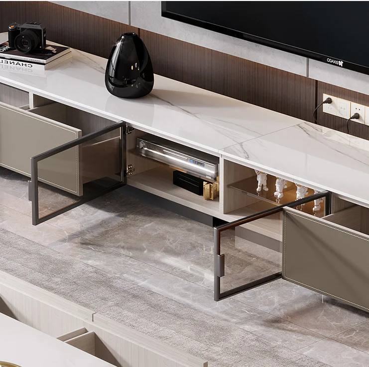 Home Improvement Living Room Storage Cabinet Modern  Cabinet Extension Tv Stand with Backboard