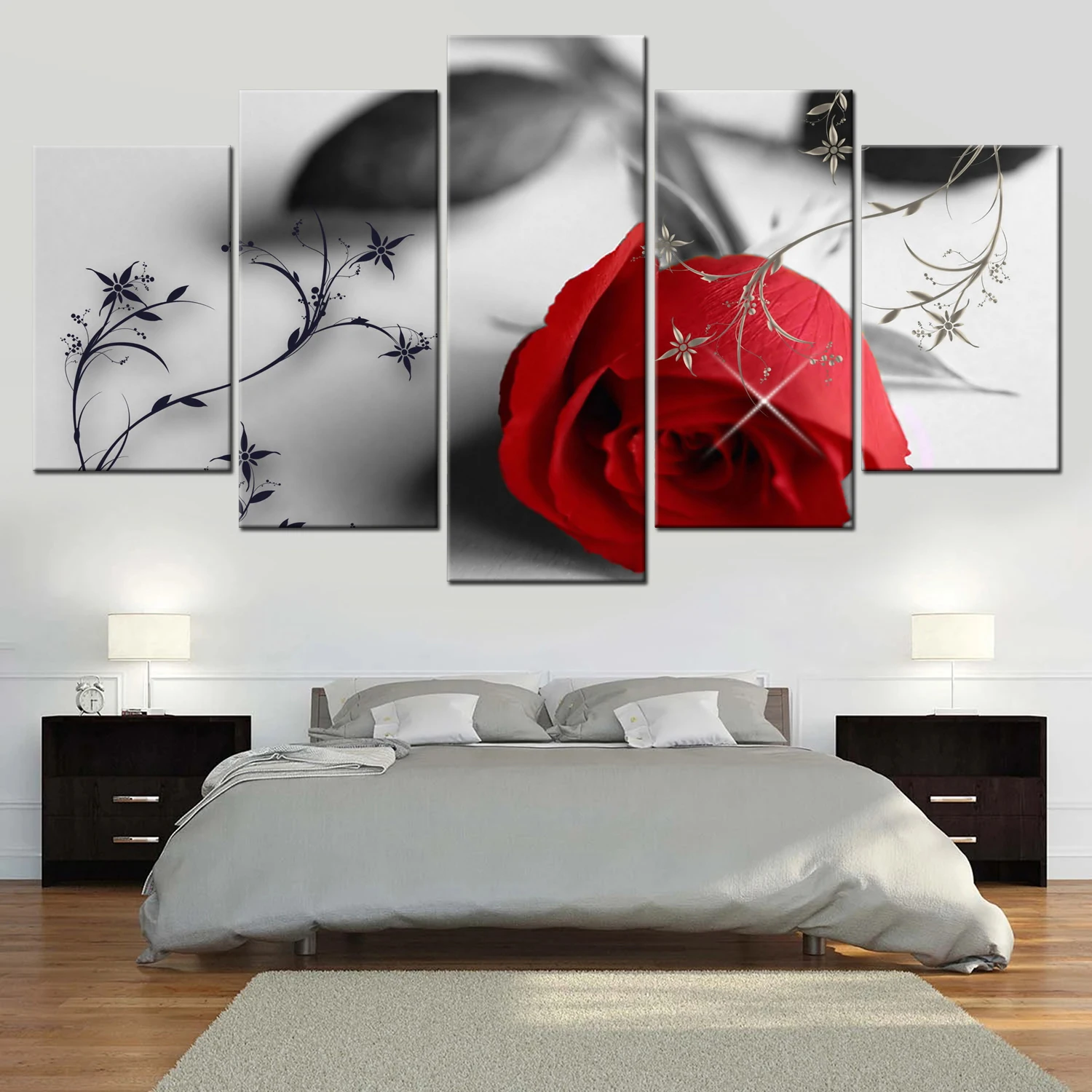 Picture Canvas Print Art Decor Flower Rose Vase Design Abstract Modern Oil Decoration Living Room Wall Painting