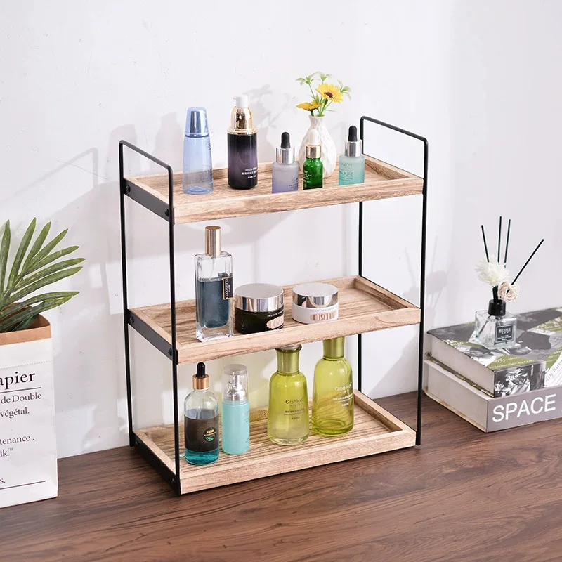Customized 2-Tier Wooden Storage Rack Cosmetic Organizer Holder for home and office