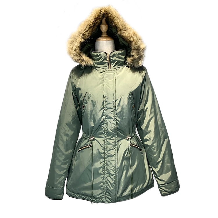 
New Style Army Green Parka Padding Jacket Winter Ladies Fur Parkas Women Coats 