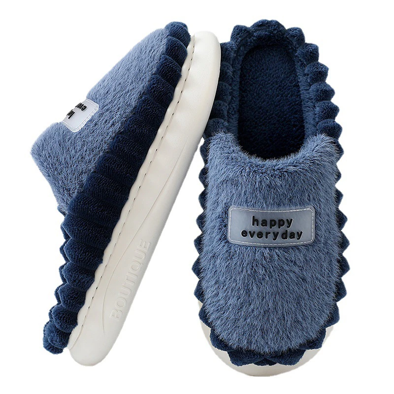 2022 Amazon Fashion Inflatable House Home Indoor Mens Slides with Fur Plush Slippers for Winter Men Shoes Wholesale Fluffy