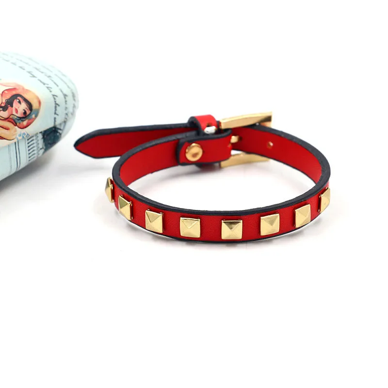 New Punk Style Rivets Environmental Protection PU Leather Bracelet Bangles