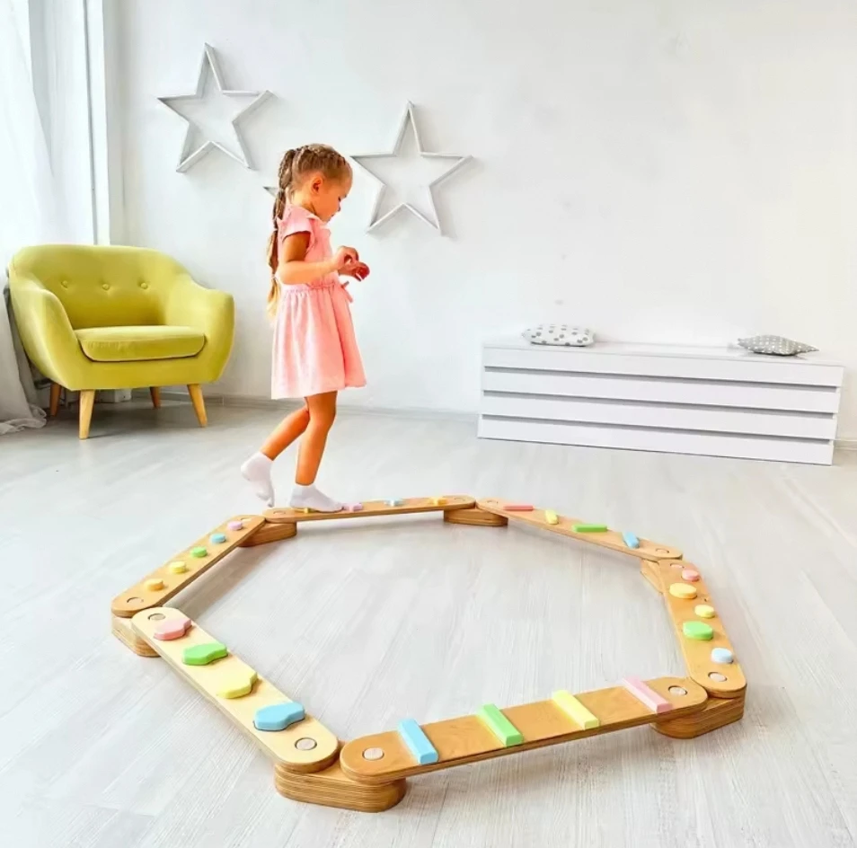 Kids Balance board Sensory Balance Beam Montessori Toy Toddler Wood Balance Beam Wooden