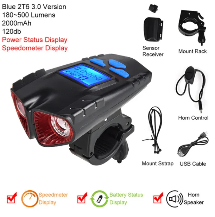 Bicycle With IPX-5 Waterproof Stopwatch LED Bike Light Bike Horn Light Speedometer