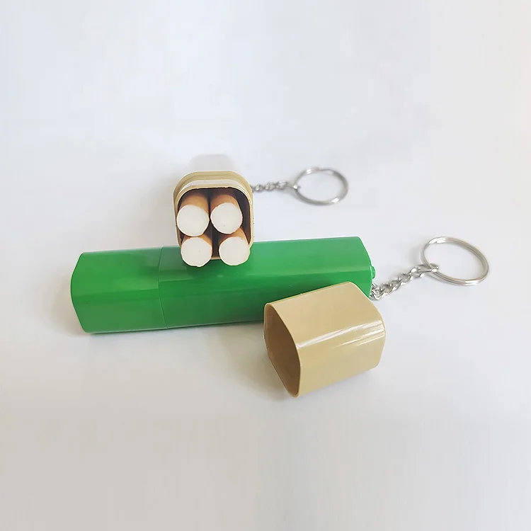 Customize Logo and color portable 4pcs Mini capacity ABS plastic Smoke can Cigarette Case with Key Ring Pocket cigarette box