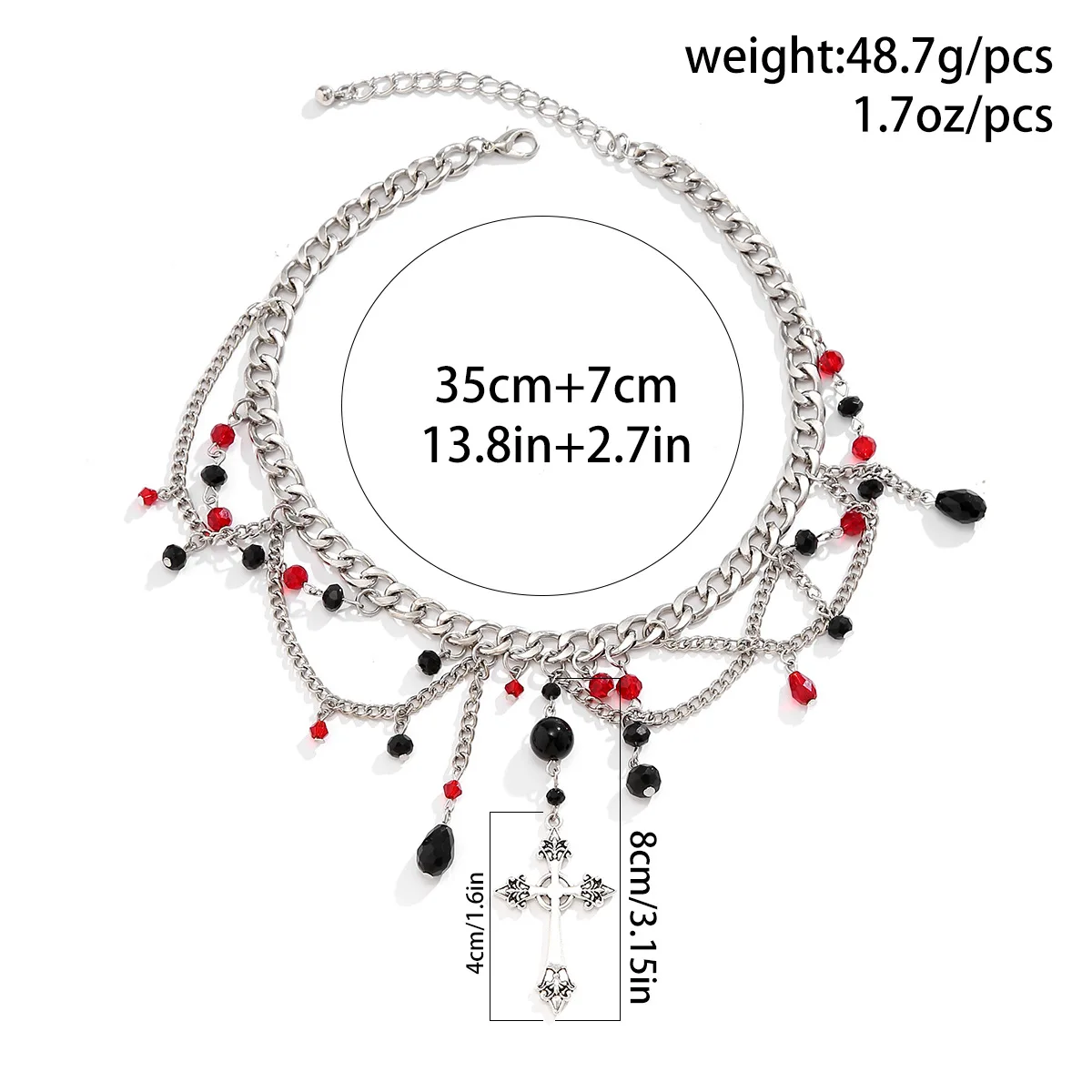 New Trendy Gothic Style Cross Black Plated Metallic Collar Choker Chain Necklaces Halloween Pendant Necklaces Jewelry