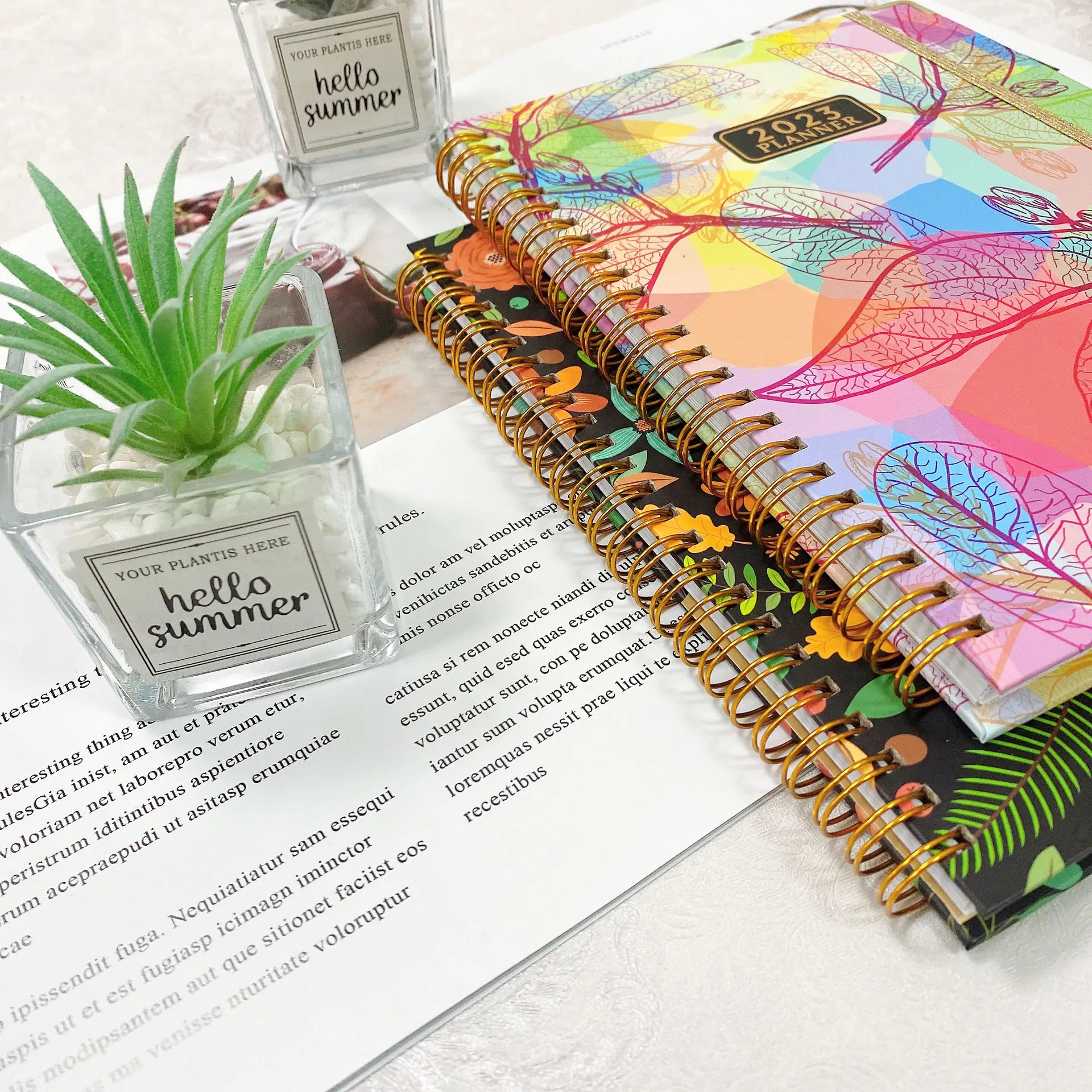 Hot Selling New 2023 English Notebook Notepad A5 Coil Planning Work Movement Clock In Schedule Book With Ladder Index