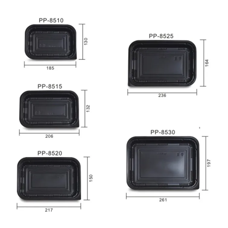 Appetizer Side Dish Japanese Takeaway Black Microwaveable Bento Box