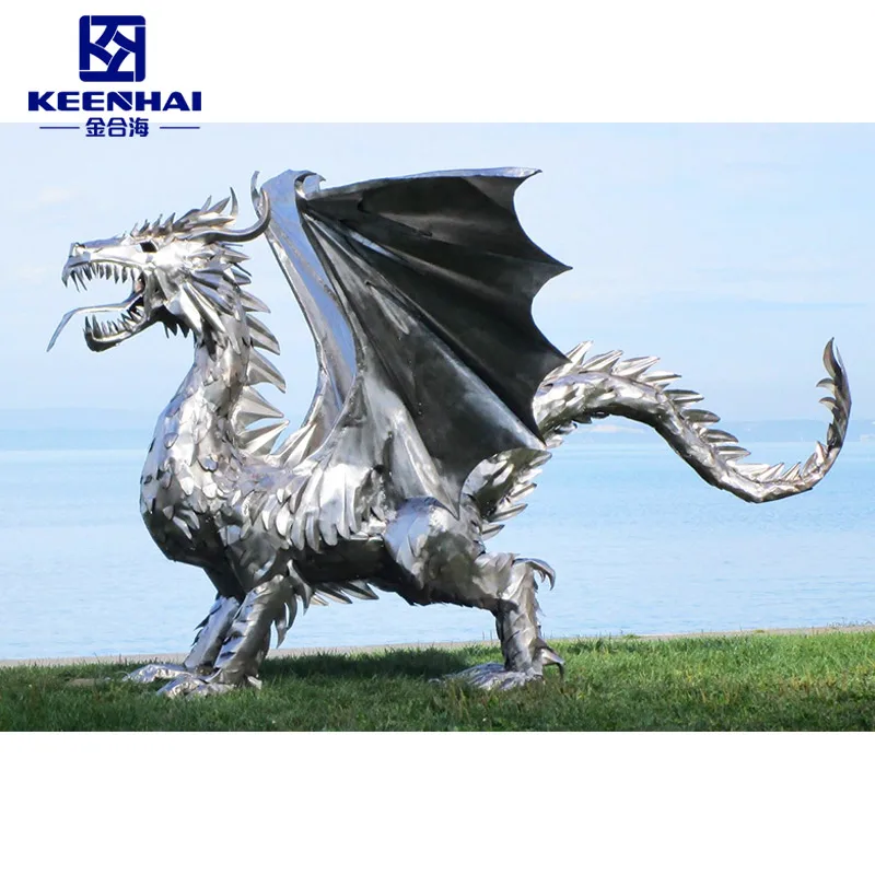 Keenhai Outdoor Garden Modern Stainless Steel Dragon Sculpture