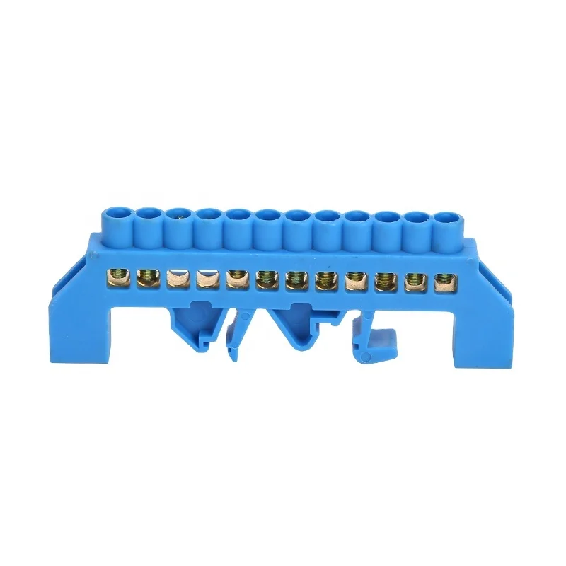 YL-008 Natural Screw Blue Din Rail Mounted Terminal  12P  With Full Plastic