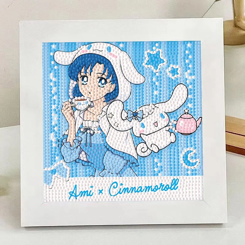 Cartoon Cute Sanrio Kuromi Kitty Melody Cinnamoroll 5D DIY Diamond Painting With Frame Decoration Home Wall DIY Diamond Painting