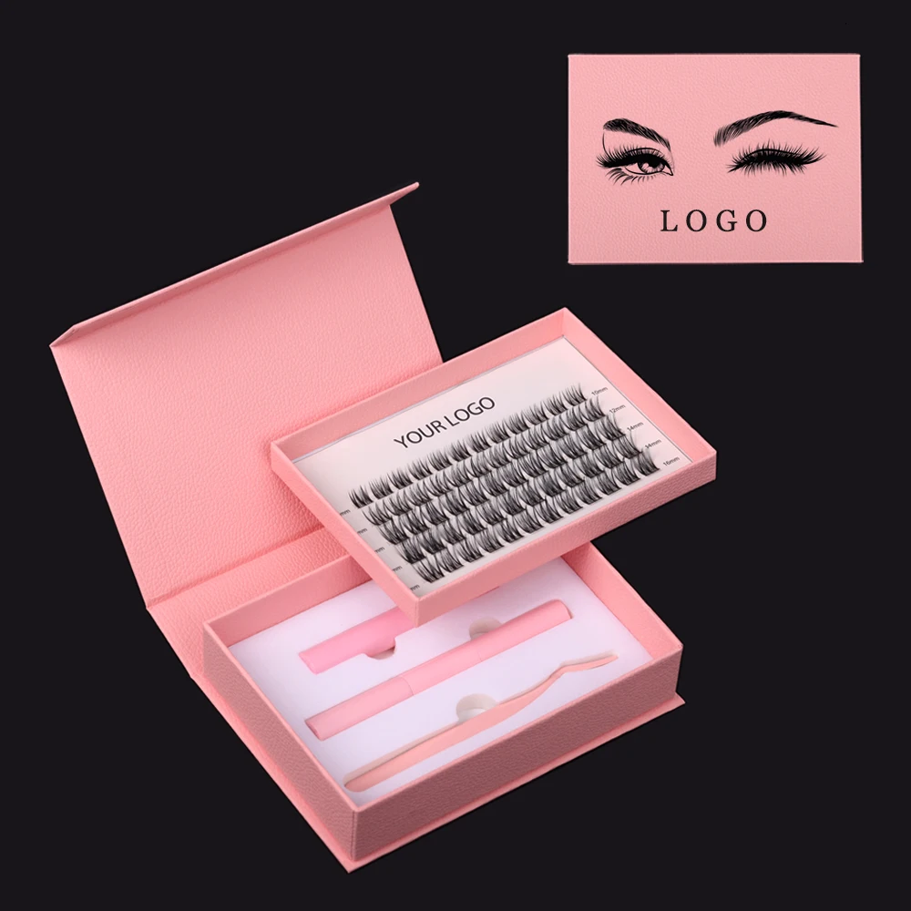 New Arrival Natural Fake Eyelashes Set DIY Lash Extension Kit C D Curl 3D Faux Mink Segmented Eyelash Cluster Lashes Kit