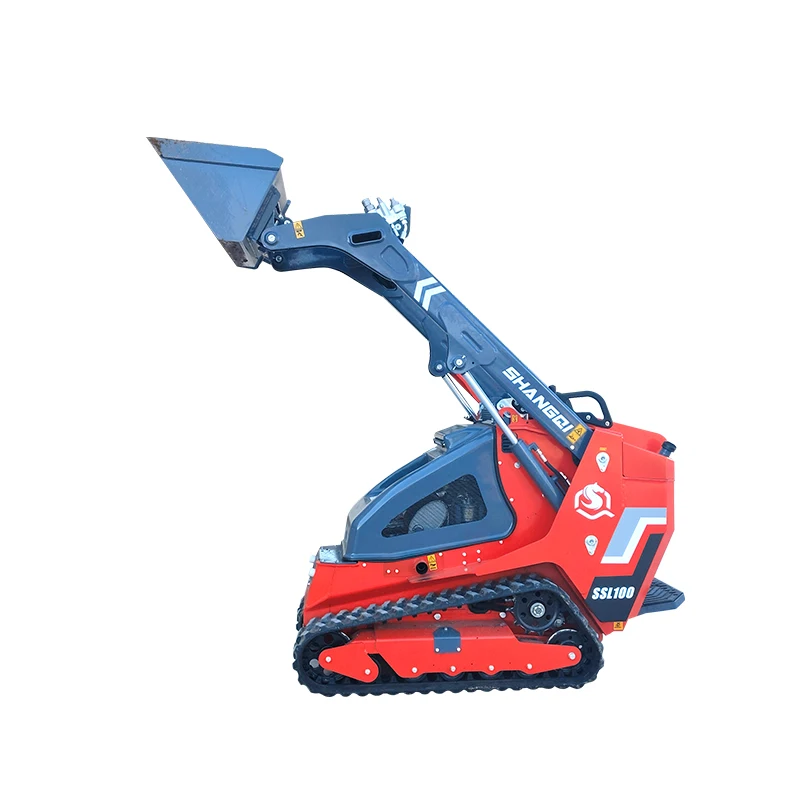 Diesel Engine Mini Skid Steer Loader with Track Drive Bucket for Excavation Skidsteer Attachments