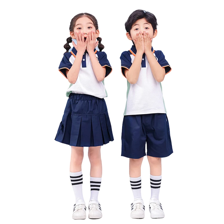 School Sports Wear 2PC set polo shirt short pant Breathable Casual Cute School Uniform Tracksuit