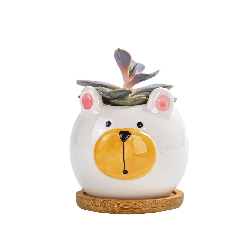 2023 bear,pig animal planters cute cartoon ceramic animal flower pot mini cactus pot succulent plant pots macetas
