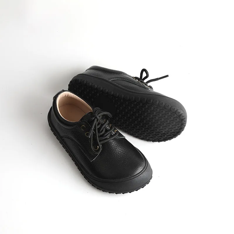 Babyhappy Factory Patent 2024 New Breathable Light Weight Genuine Leather Zerp Drop Wide Toe Barefoot Shoes For Child