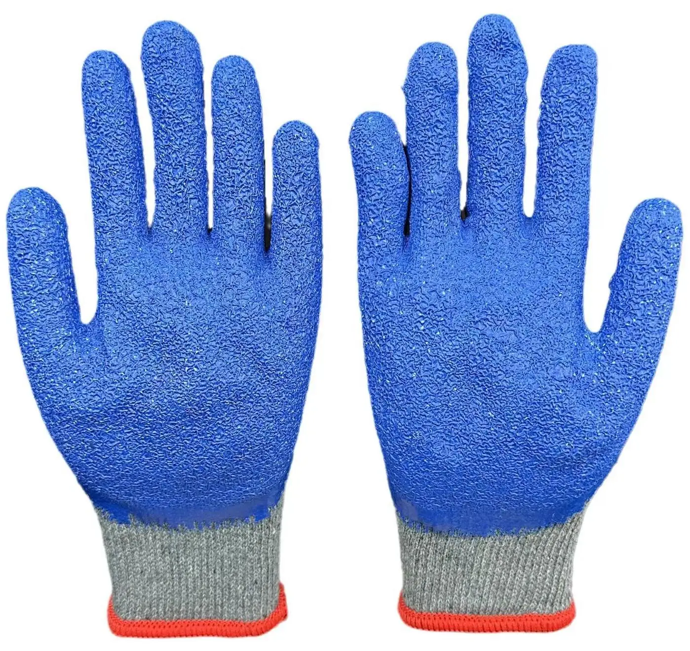 Shuoya10 Gauge Crinkle Latex Coating Cotton Gloves Good Elasticity Anti-slip Firm Grip Performance Hand Gloves with EN388
