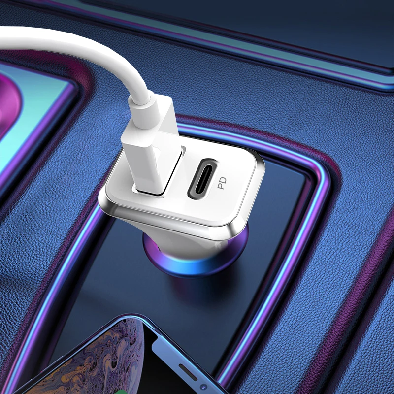  Быстрое зарядное устройство QIHANG 18 Вт 12 В адаптер питания Usb-c Тип C под заказ портативное двойное автомобильное Qc3.0